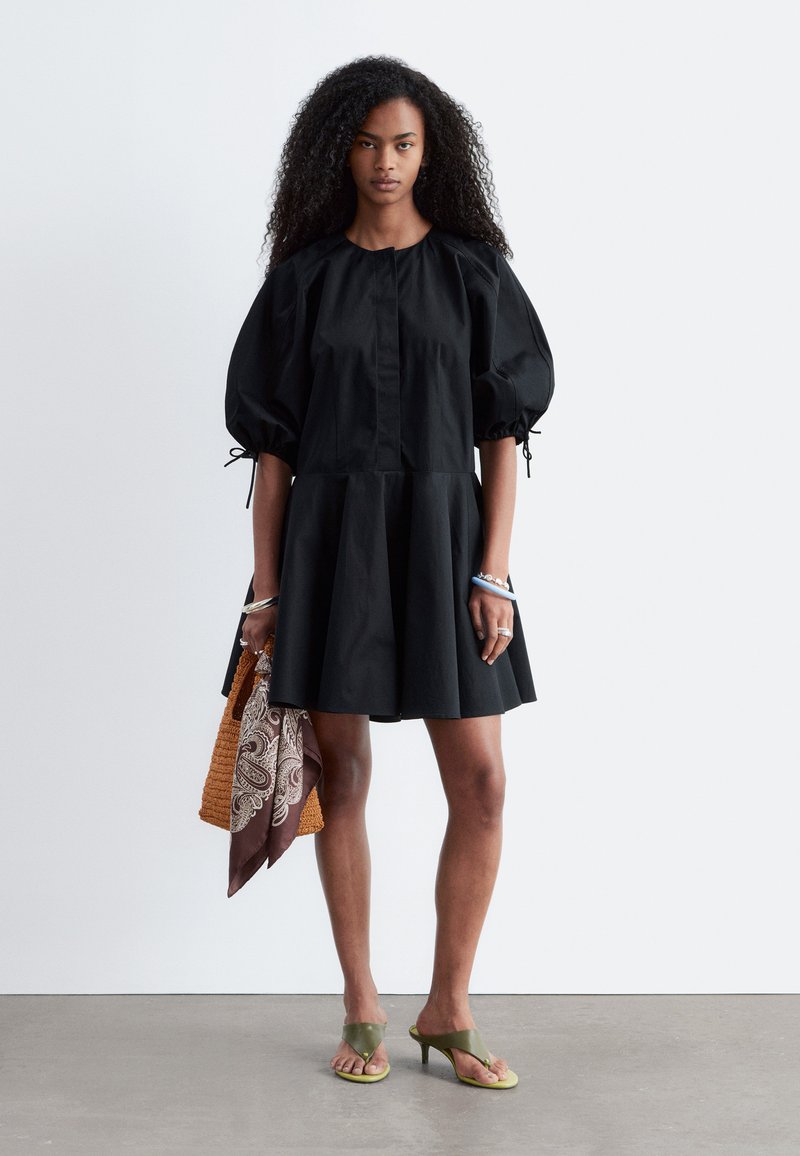 & other stories black shirt dress & Other Stories mini shirt dress with ruche front in black