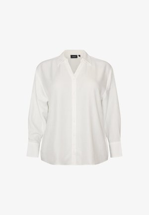 Zizzi, LOCKERE BLUSE MIT V-AUSSCHNITT - Πουκαμίσα με κουμπιά - weiß