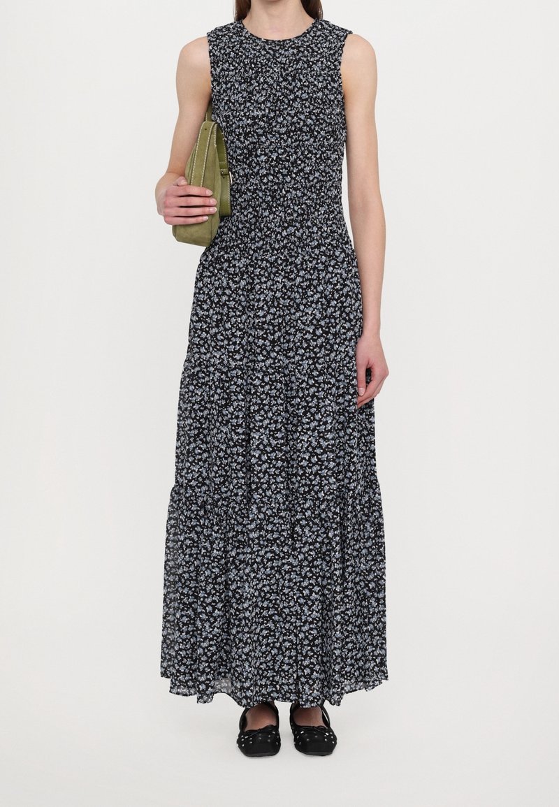 chinese dress ladies Michael Kors Women's Floral Midi Dress, French Blue, XX-Small at Amazon  Women's Clothing store main image 0