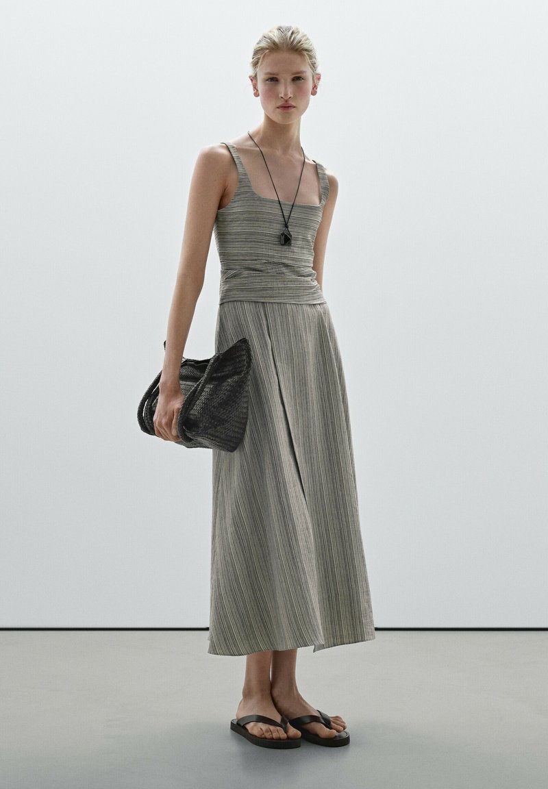 knee length dresses for ladies FORM CROSS BACK MIDI DRESS | WASHED BLACK — THIRD FORM main image 0