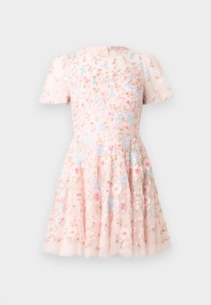 PEONY BOUQUET ROUND NECK MICRO MINI DRESS - Cocktail dress / Party dress - peony pink