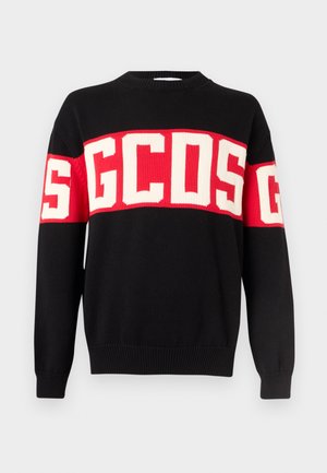 LABEL BAND LOGO CREW NECK - Πουλόβερ - black/red