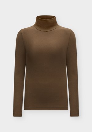 Marc O'Polo, T-SHIRT, LONGSLEEVE, HIGH NECK, RIB - T-shirt à manches longues - dark walnut