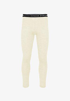 Hellbeige Thermoleggings mit schwarzem Bund, beschriftet mit "normani OUTDOOR SPORTS", entworfen für Outdoor-Sport und aktive Freizeit.
