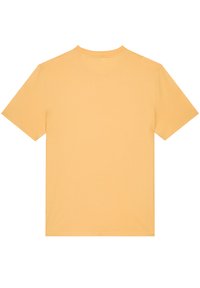 Korte mouwen t-shirt in zacht pastelgeel katoen. Klassiek ontwerp met ronde hals en een gladde textuur zonder zichtbare patronen of accenten.