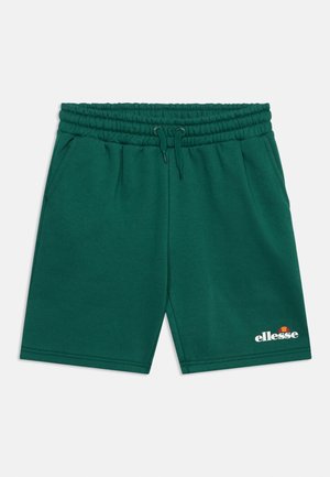 Sötétzöld, zsinóros rövidnadrág rugalmas derékkal és első zsebekkel, az alsó bal lábszáron fehér "ellesse" logóval.