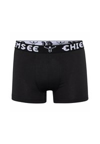 Boxer aderenti per uomini neri realizzati in tessuto morbido. Presentano un ampio elastico in vita con lettering e logo bianchi. Vestibilità classica con una forma aderente.
