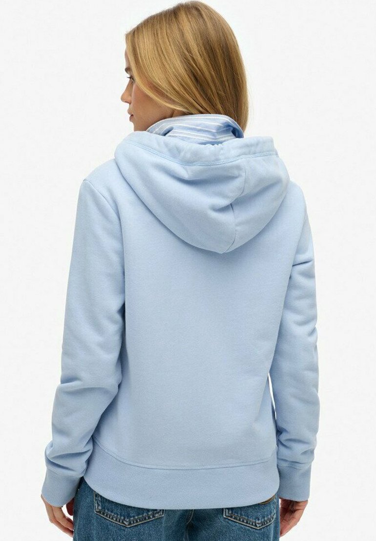 Robe Pull Superdry Femme - Bleu à Capuche, Taille UK 8, Coton, Doublée, Occasion Parfait État