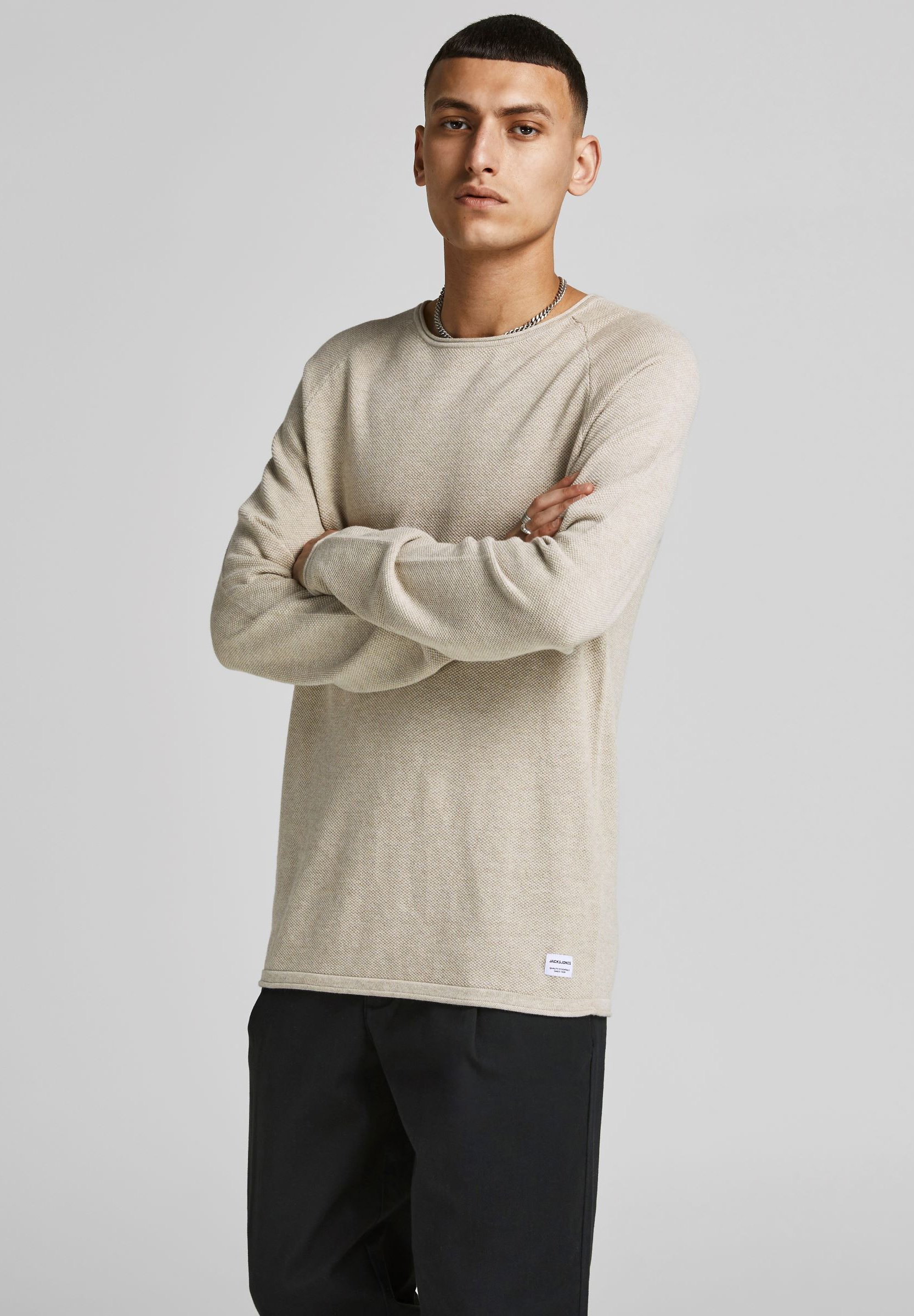 Jack Jones JJEHILL CREW NECK Strickpullover oatmeal melange