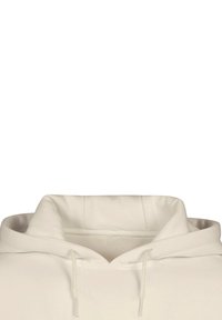 Witte hoodie met een zachte textuur, trekkoorden bij de hals en een ontspannen pasvorm. Beschikt over een eenvoudig, minimalistisch ontwerp.