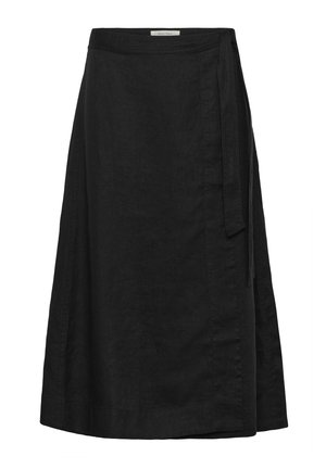 Mustast rätikseelik küljetähisega, põlveni ulatuv, valmistatud kerge kangaga, millel on sirge vöökoht ja peened õmblusdetailid.