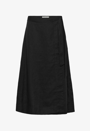 Mustast rätikseelik küljetähisega, põlveni ulatuv, valmistatud kerge kangaga, millel on sirge vöökoht ja peened õmblusdetailid.