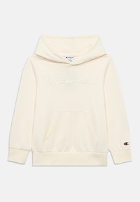 Φούτερ με κουκούλα σε εκρού χρώμα, κατασκευασμένο από μαλακό ύφασμα, με κεντημένο λογότυπο "Champion", μπροστινή τσέπη τύπου καγκουρό και ριπ τελειώματα.
