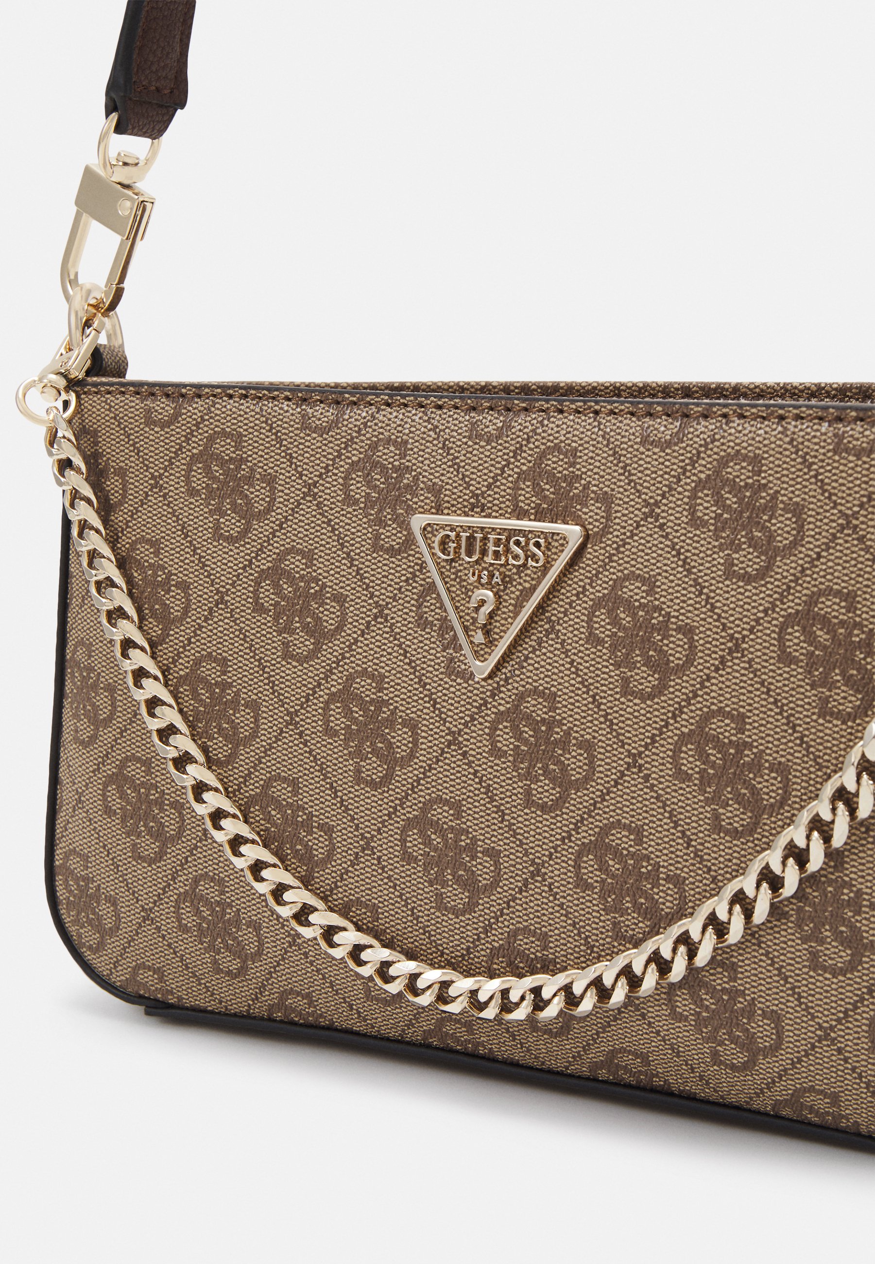 Guess NOELLE MINI TOP ZIP SHOULDER - Geantă de mână - latte/brown