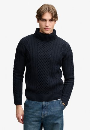 Superdry & Co, SUPERDRY JACOB CABLE ROLL NECK JUMPER. - Jersey de punto - eclipse navy