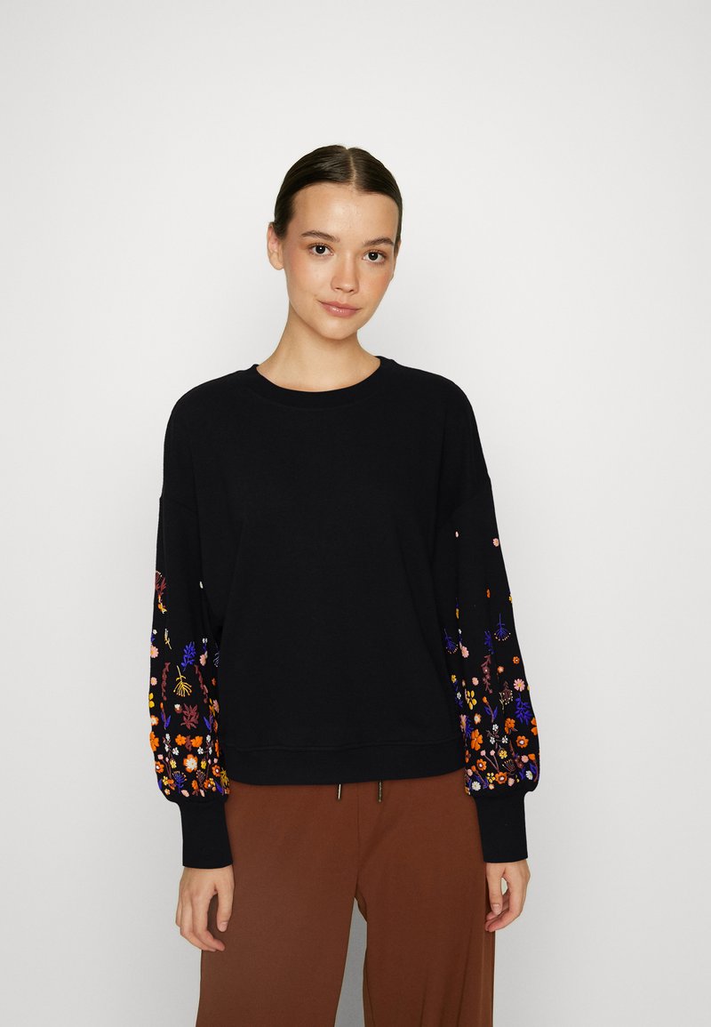 ONLY ONLBROOKE O NECK FLOWER Sweatshirt black/svart Zalando.no