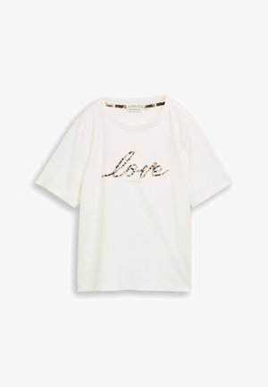 TOM TAILOR, T-SHIRT INTERLOCK CREW NECK - T-shirt print - whisper white