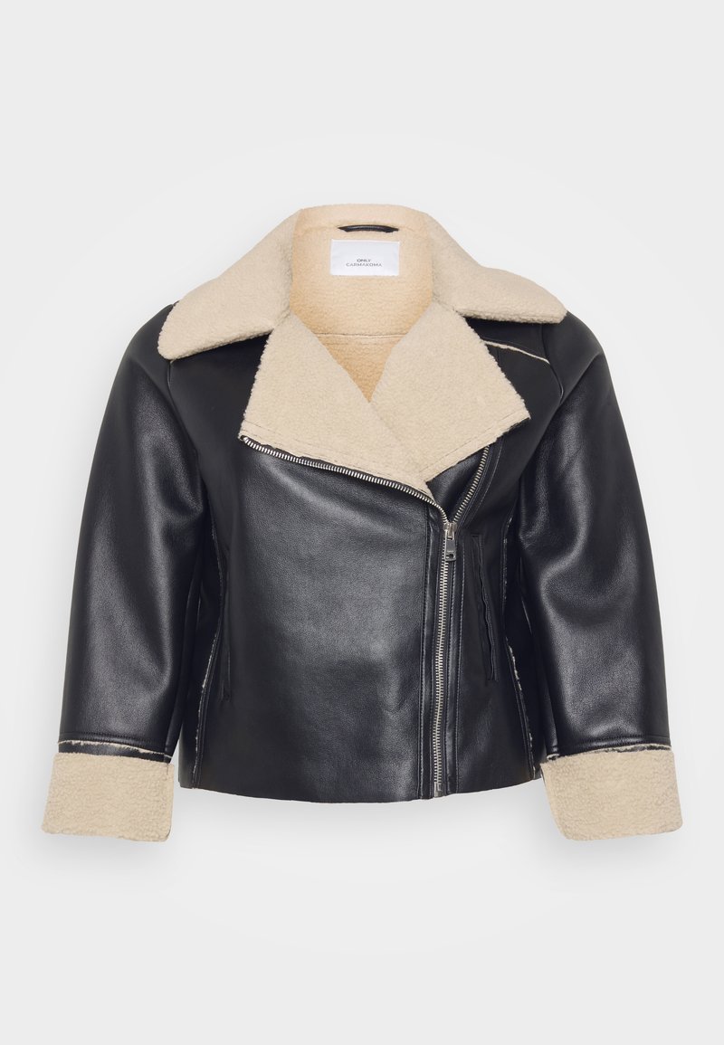 Veste En Cuir Synthétique ONLY Carmakoma - Noir, Taille 54 - Style Curvy, Fermeture éclair