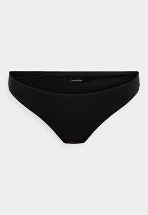 Zwarte bikinibroek met een gladde, rekbare stof. Heeft een minimalistisch ontwerp, logo geplaatst aan de achterkant en een klassieke snit.
