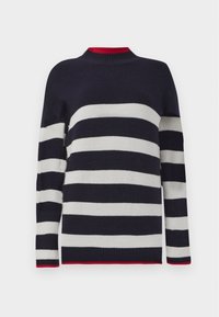 ONLKATIA HIGHN ECK - Stickad tröja - night sky/whitecap grey/salsa