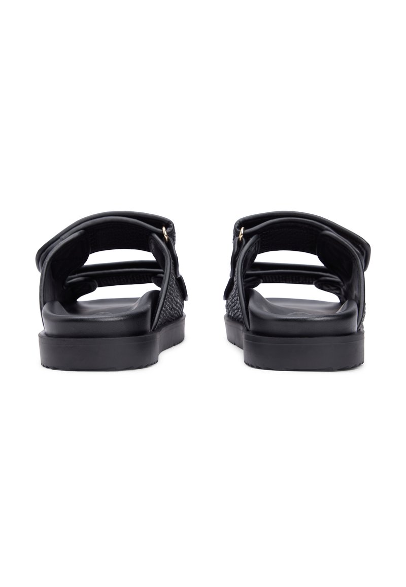 Tommy Hilfiger RAFFIA TH MONOGRAM DOUBLE STRAP SANDALS - Páskové sandály - black