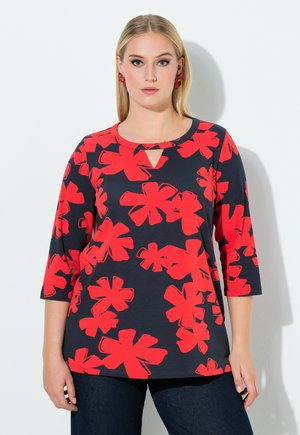 FLOWER PRINT KEYHOLE CUTOUT TEE - Langarmshirt - red