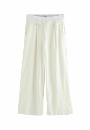 DOUBLE WAISTBAND WIDE LEG - Housut - ecru