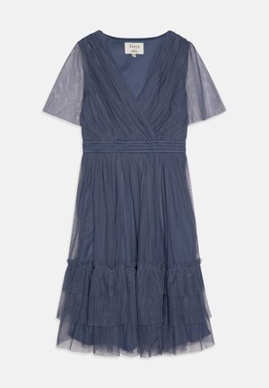 FLUTTER SLEEVE RUFFLE MIDI DRESS - Kokteilinė suknelė / vakarėlių suknelė - indigo blue