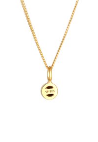 Collana placcata in oro con una catena attorcigliata e un pendente rotondo. Il pendente presenta un motivo stampato e il marchio "925" che indica il contenuto di argento.