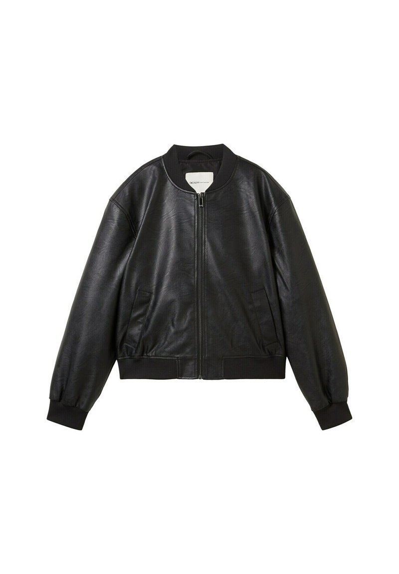 Tom Tailor Denim Imitatieleren jas zwart