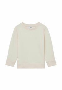 Heledbeez kampsun ümarate servadega, kolmeveerandikäistega, soonikute ja äärtega. Valmistatud pehmest materjalist, millel on sile tekstuur.