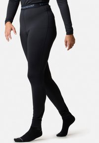 Svarta leggings i stretchigt material, med hög midja och "SWEDEMOUNT"-logotyp samt en slät, åtsittande design för komfort.