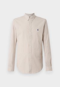 SLIM FIT STRIPED STRETCH POPLIN SHIRT - Button down-skjorte - coastal beige/white