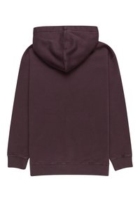 Paarse hoodie met een zachte stof, lange mouwen, ribbelmanchetten en een eenvoudig ontwerp zonder zichtbare logo's of accenten.