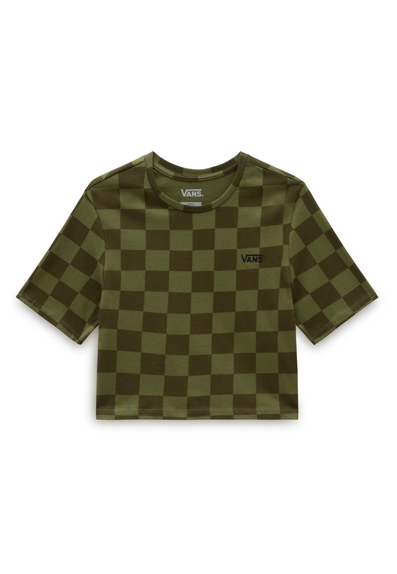 Vans CHECKER CREW CROP II. - T-shirts print - olivine