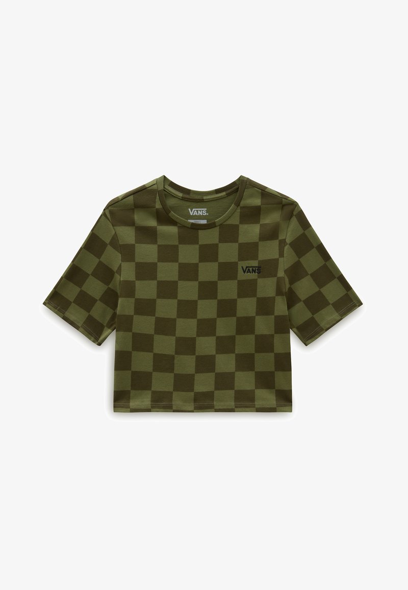 Vans CHECKER CREW CROP II. - T-shirts print - olivine