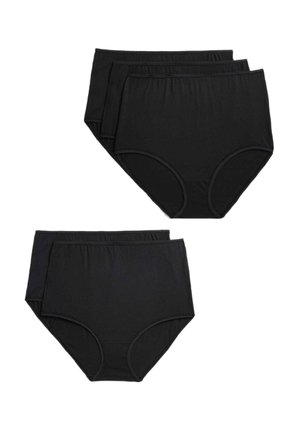 Mutandine alte in cotone nero, con cintura elastica e texture liscia, presentate in un set di quattro paia.