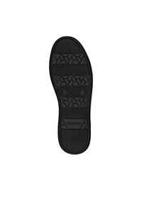 Semelle de chaussure en caoutchouc noir avec un motif de grip texturé et la marque "remonte". Le design comprend des rainures et des crêtes pour une meilleure adhérence.
