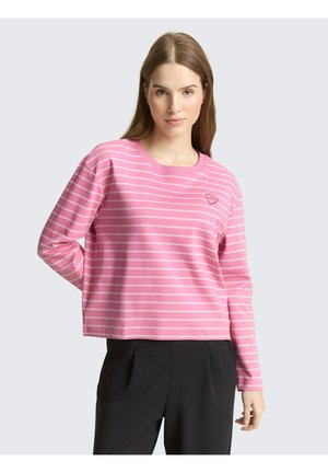 BOXY FIT MIT HERZ-STICKEREI - Langarmshirt - pink white stripe