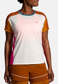 Brooks SPRINT FREE SHORT SLEEVE 2.0 - Spordi T-särk - lightest sky ochre fuchsia