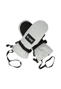 Vita isolerade vantar med en svart accent. Har en elastisk handled, justerbara remmar och en framträdande SLOPE®-logotyp.