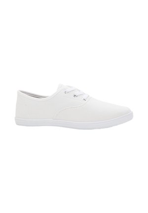 Sneakers bianchi in tela con profilo basso, design con lacci e suola in gomma. Tessuto testurizzato e occhielli lisci per i lacci.