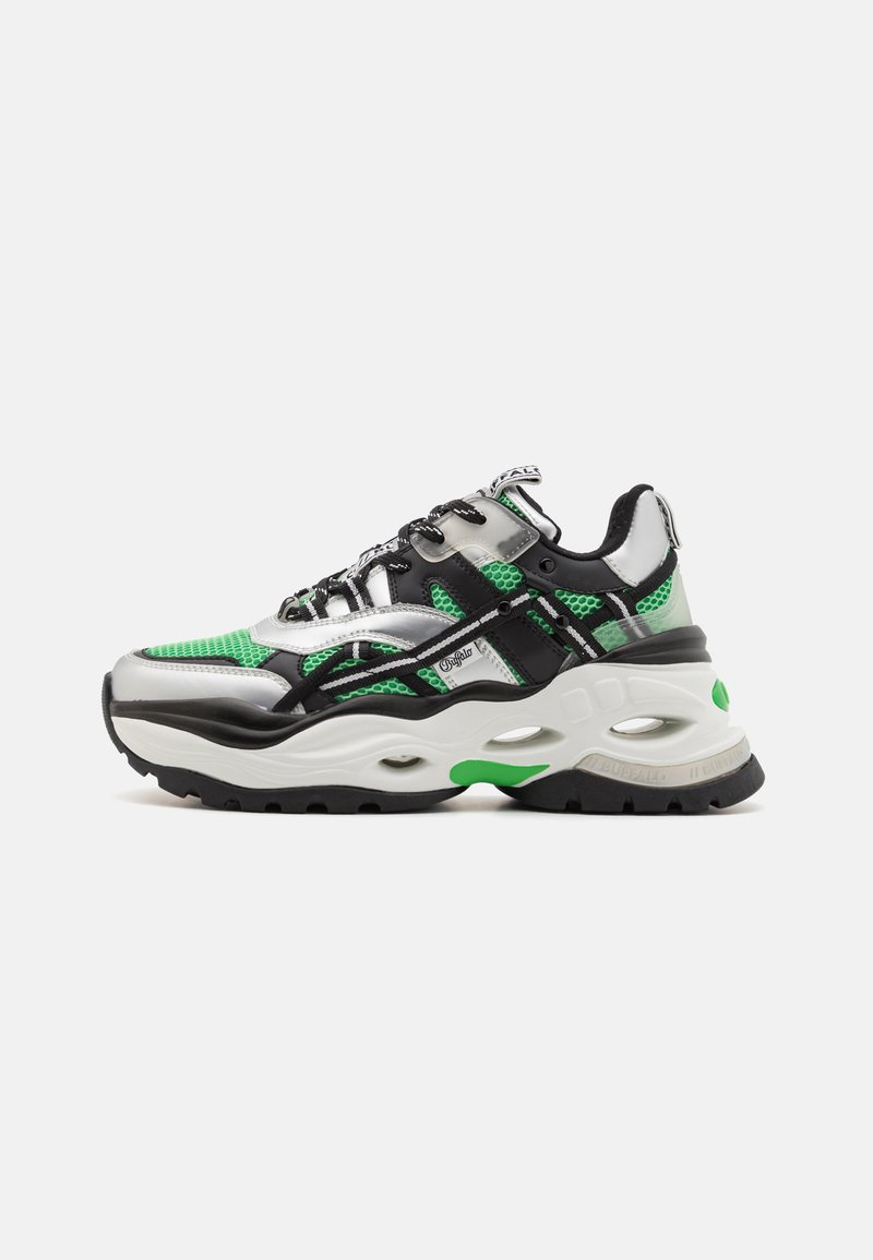 Buffalo TRIPLET HOLLOW - Tenisice - black/silver/green