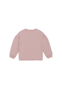 Rosa långärmad tröja med rund halsringning, med puffärmar och ribbade manschetter. Tillverkad av mjukt tyg med en slät textur.