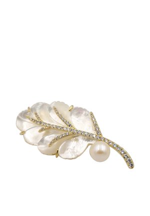 HEBE JEWELS LEAF - Spilla - weiß goldfarben