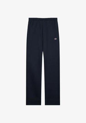 Pantalones deportivos azul marino con una cintura elástica, bolsillos laterales y un pequeño logo en el lado izquierdo. Tejido liso y diseño de pierna recta.