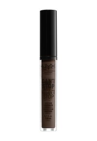 NYX Can't Stop Won't Stop Contour Concealer i en genomskinlig tube med svart kork. Mörkbrun vätska med fin text. 0,11 fl. oz. kapacitet.