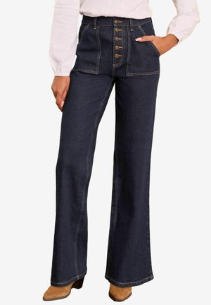 Love & Roses WIDE LEG BUTTON FLY - Flared Jeans - dark indigo