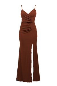 CINDY ROUCHED DRESS - Vestido de cóctel - dark brown