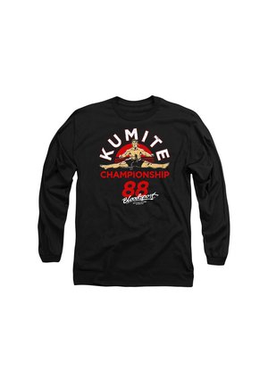 Black long-sleeve t-shirt featuring a graphic design with red and white text reading "KUMITE CHAMPIONSHIP 88" and an illustration of a martial artist.